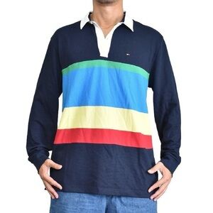 Vintage Tommy Hilfiger Men's ColourBlock Long Sleeve collared rugby Shirt XS New